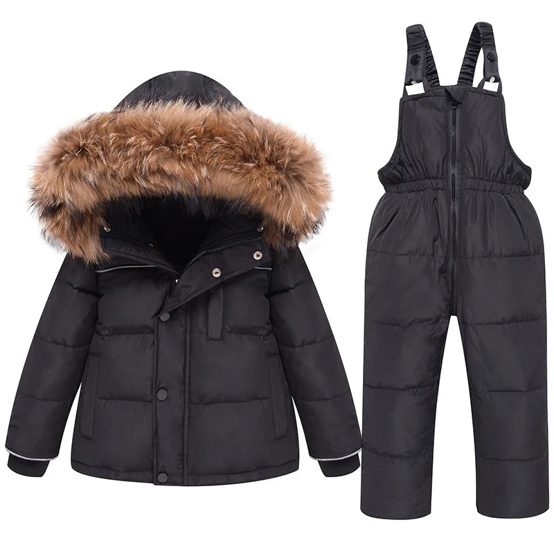2025 Winter Baby Girl Down Jacket Thick Warm Children Girl Overalls Hooded Girl Jacket Coat Jumpsuit Suit 1-5 Years Kid Snowsuit
