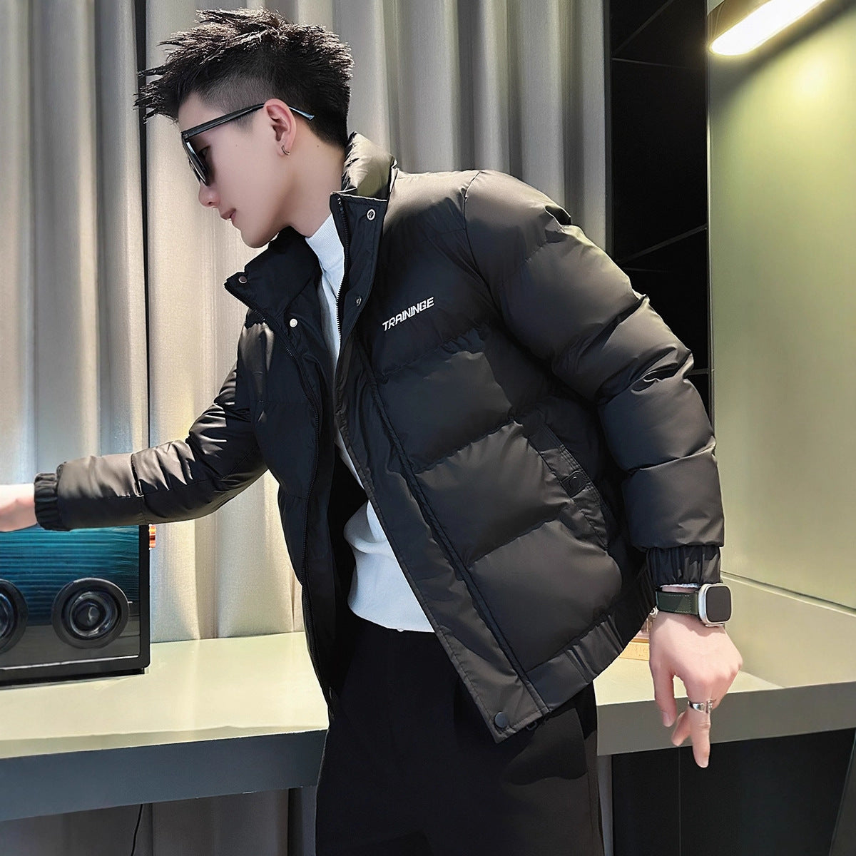 Casual Fashion Men's Short Down  Trendy Street Style Cotton Coat, High-End Lightweight Outerwear