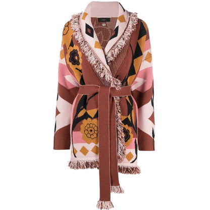 Fuzzy Floral Sweater Cardigan Slouchy Belt Coats For Women Winter Cozy Warm Wool Cashmere Boho Colorful Knitting ChicSoft Kimono