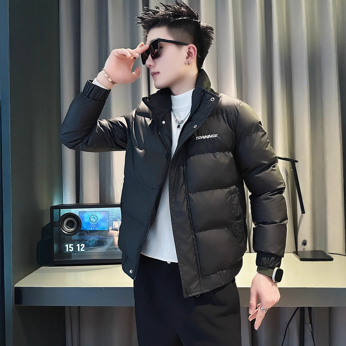 Casual Fashion Men's Short Down  Trendy Street Style Cotton Coat, High-End Lightweight Outerwear