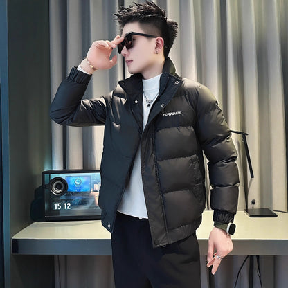 Casual Fashion Men's Short Down  Trendy Street Style Cotton Coat, High-End Lightweight Outerwear