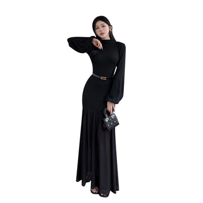 Waist cinching princess wind bag buttocks long skirt