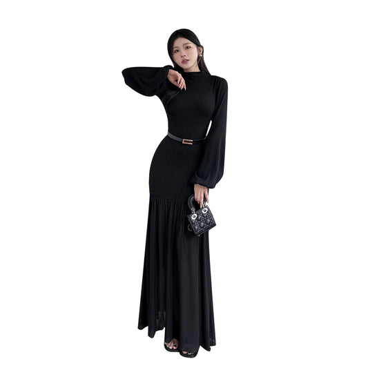 Waist cinching princess wind bag buttocks long skirt