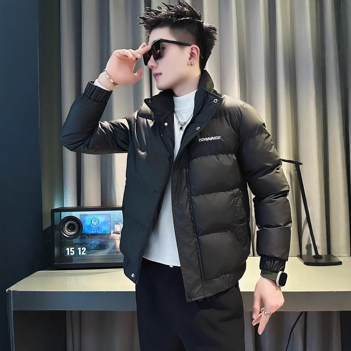 Casual Fashion Men's Short Down  Trendy Street Style Cotton Coat, High-End Lightweight Outerwear