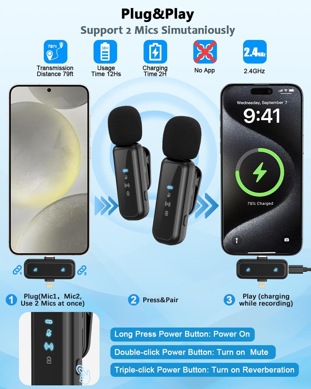 Vlogging Kit for iPhone/Android, 63”Auto Face Tracking Tripod for iPhone with Light, Wireless Microphones, Scrolling Remote Control for TikTok, Content Creator Kit for YouTube Starter