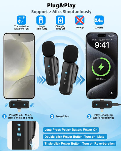 Vlogging Kit for iPhone/Android, 63”Auto Face Tracking Tripod for iPhone with Light, Wireless Microphones, Scrolling Remote Control for TikTok, Content Creator Kit for YouTube Starter