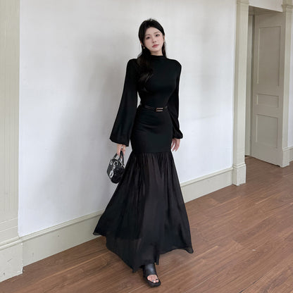 Waist cinching princess wind bag buttocks long skirt