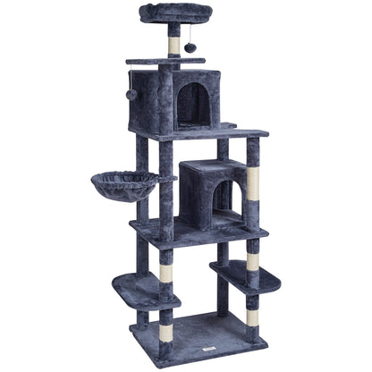 VEVOR Cat Tree Cat Tower With Cat Condos Sisal Scratching Post Dark Grey