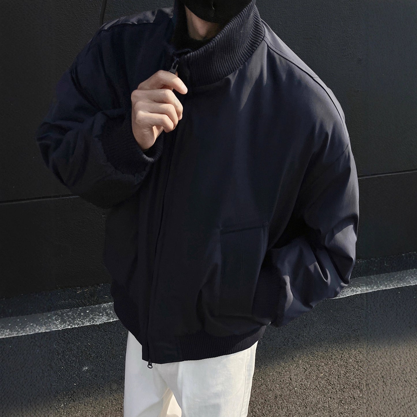 Style Thickened Pilot Jacket with Stand Collar for Men, Winter Fashion Cotton Coat, Short Fit Outerwear