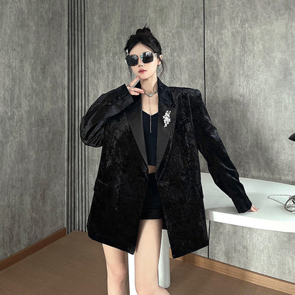 Black velvet suit for women