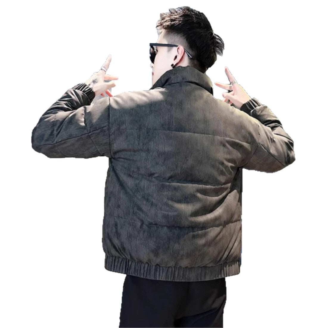 Fashion style Silhouette +Type of clothing  Urban streetwear style  Printed  Zipper closure  Stand collar  Short length  Men's winter coat