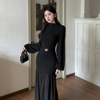 Waist cinching princess wind bag buttocks long skirt