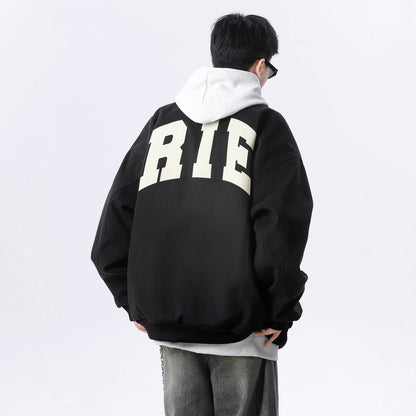 Street Style Letter Print Baseball Jacket for Men and Women Autumn/Winter Trendy Youth Casual Sports Jacket Top