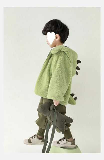 Kids Polar Fleece Coats Children Cartoon Dinosaur Outerwear Boy Warm Fleece Jacket Baby Girls Winter Coat for Boy Clothing