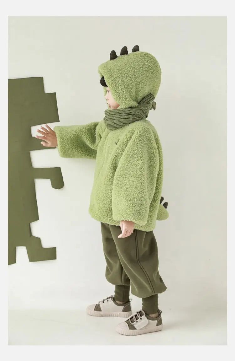 Kids Polar Fleece Coats Children Cartoon Dinosaur Outerwear Boy Warm Fleece Jacket Baby Girls Winter Coat for Boy Clothing