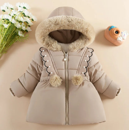 2025 Fashion girl Winter Coats Toddler Kids Jacket Snow Clothes Puffer Dress Girl Warm Hoodie 1 2 3 4 years baby girl outwear