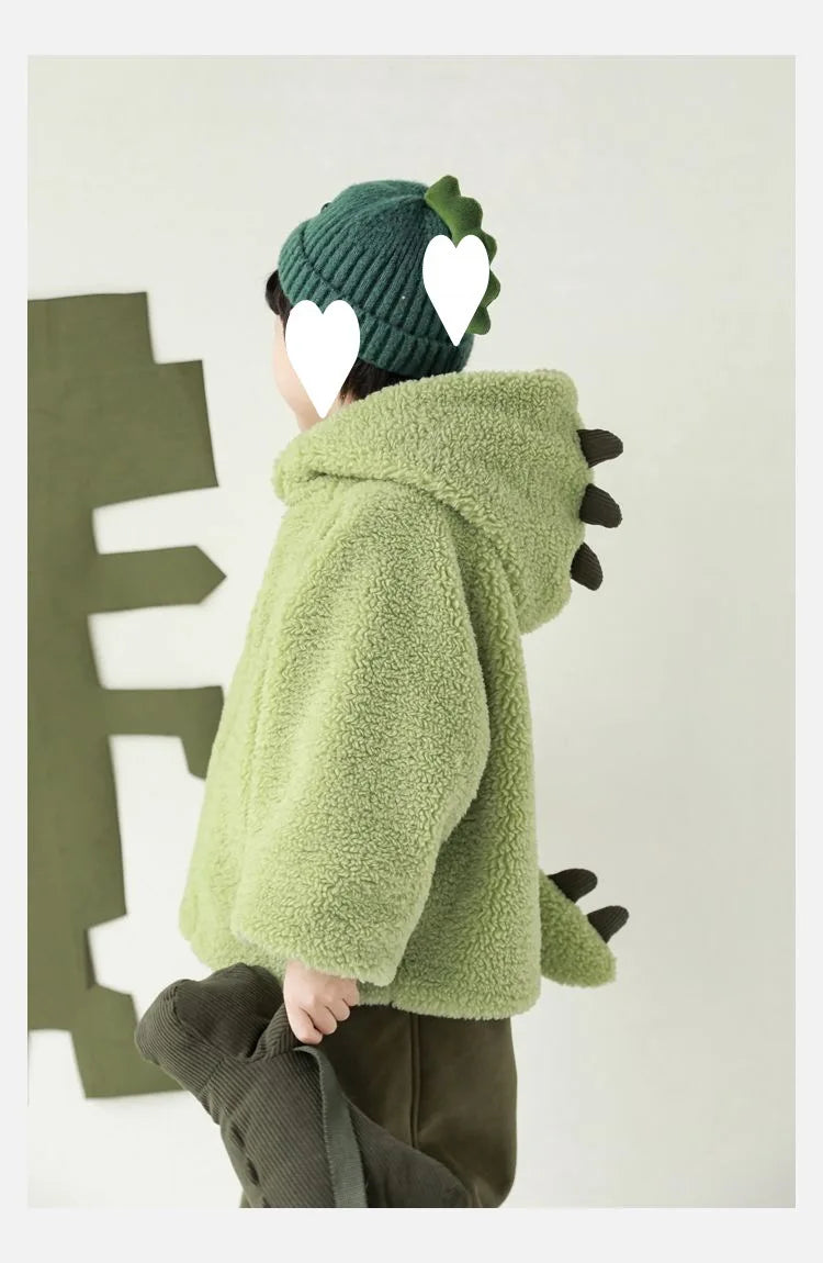Kids Polar Fleece Coats Children Cartoon Dinosaur Outerwear Boy Warm Fleece Jacket Baby Girls Winter Coat for Boy Clothing