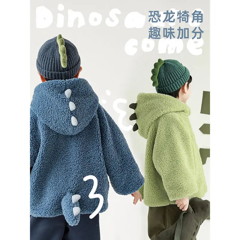 Kids Polar Fleece Coats Children Cartoon Dinosaur Outerwear Boy Warm Fleece Jacket Baby Girls Winter Coat for Boy Clothing