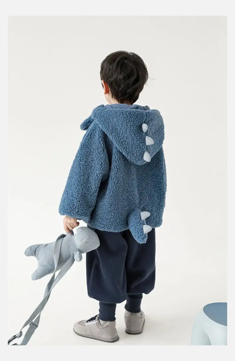 Kids Polar Fleece Coats Children Cartoon Dinosaur Outerwear Boy Warm Fleece Jacket Baby Girls Winter Coat for Boy Clothing
