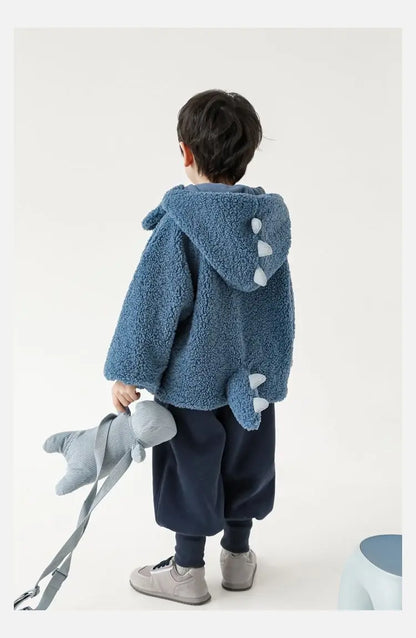 Kids Polar Fleece Coats Children Cartoon Dinosaur Outerwear Boy Warm Fleece Jacket Baby Girls Winter Coat for Boy Clothing