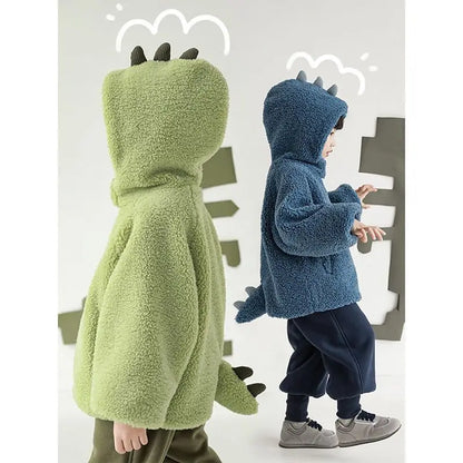 Kids Polar Fleece Coats Children Cartoon Dinosaur Outerwear Boy Warm Fleece Jacket Baby Girls Winter Coat for Boy Clothing