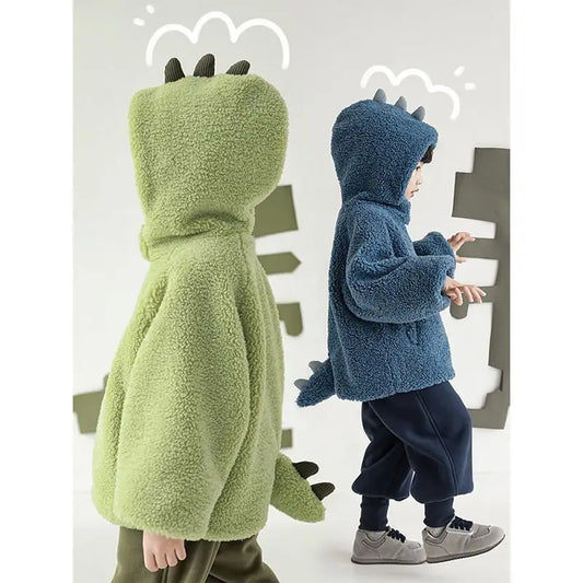Kids Polar Fleece Coats Children Cartoon Dinosaur Outerwear Boy Warm Fleece Jacket Baby Girls Winter Coat for Boy Clothing