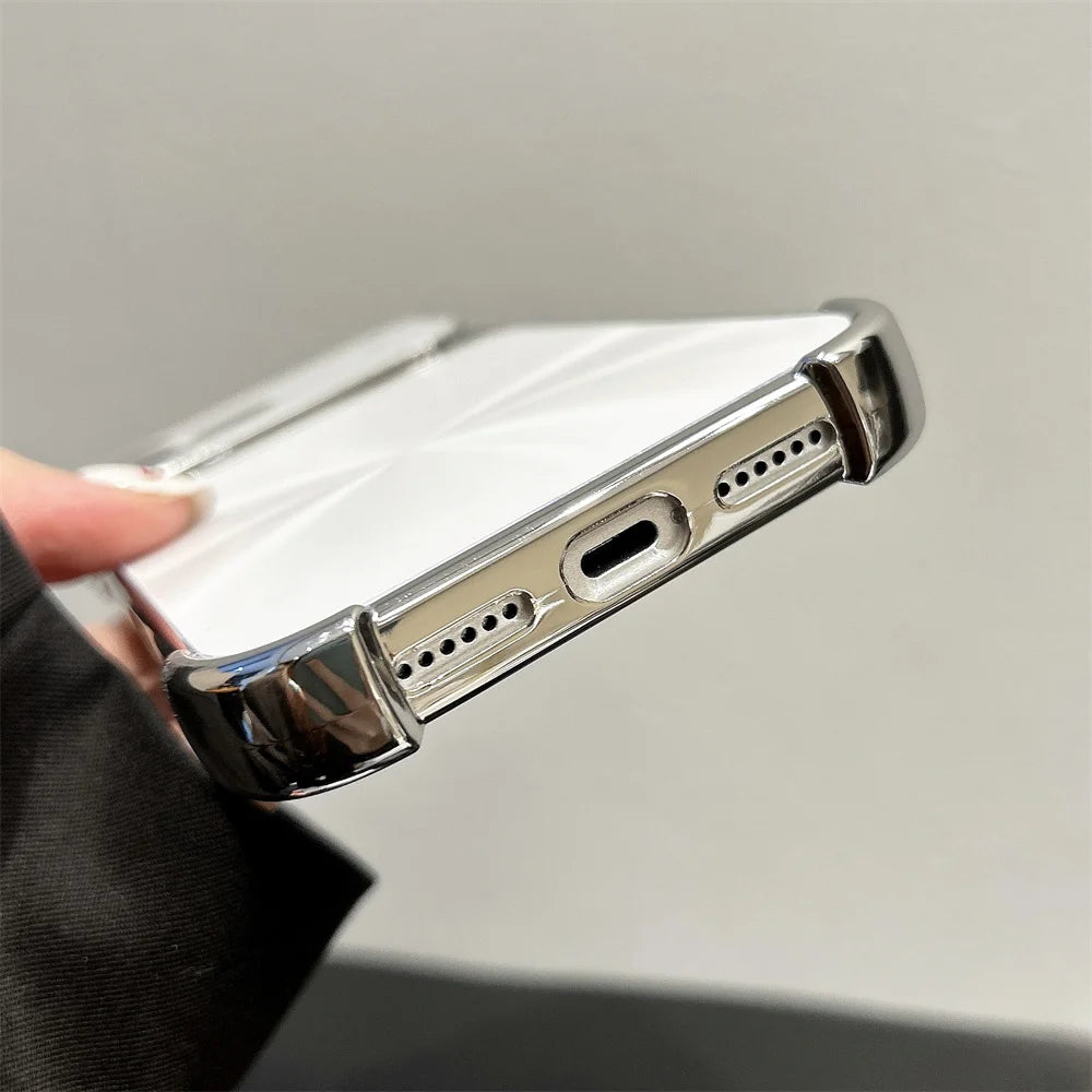 Luxury Plating Armor Glitter Aurora Glossy Phone Case For iPhone 17 16 15 14 13 Pro Max Air Plus Lens Camera Protection Cover