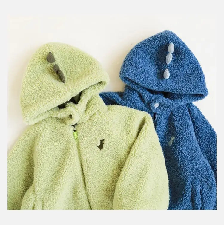 Kids Polar Fleece Coats Children Cartoon Dinosaur Outerwear Boy Warm Fleece Jacket Baby Girls Winter Coat for Boy Clothing