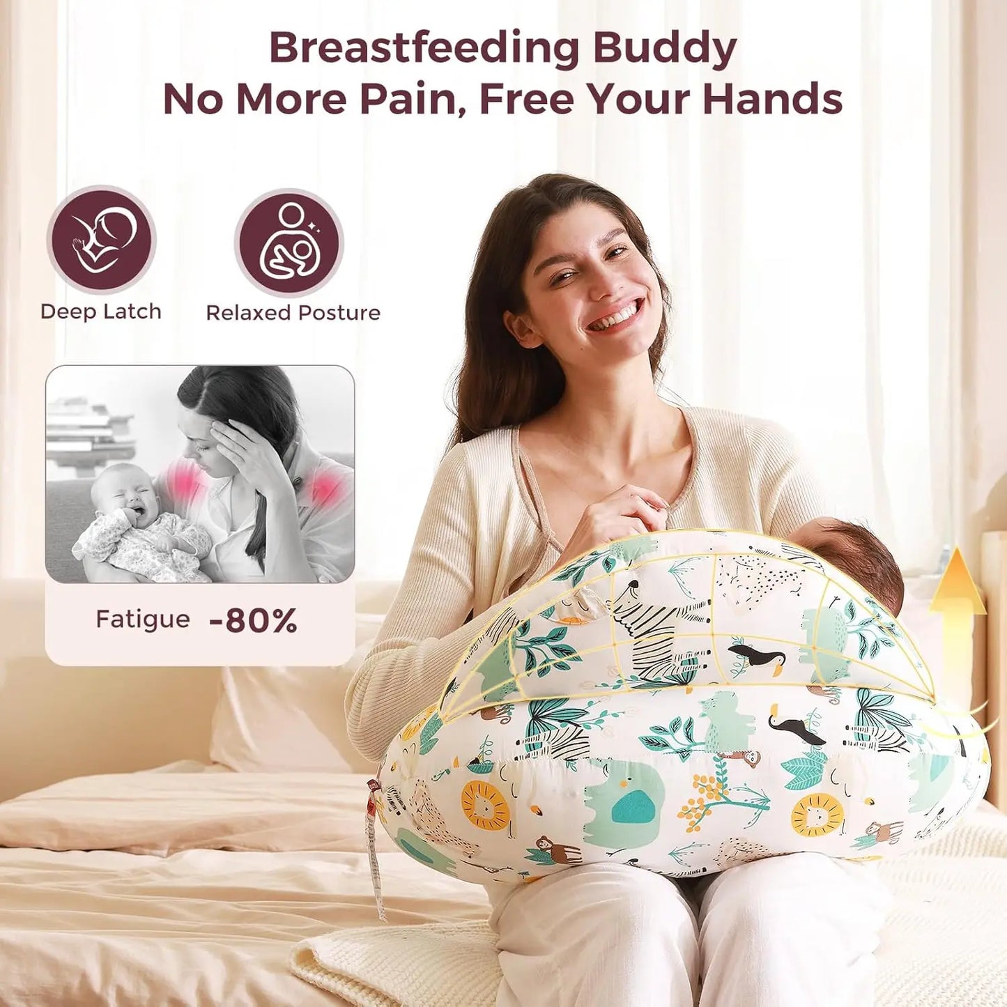 Wider Feeding Pillows Breastfeeding Nursing Support Pillow for Mom Baby Hand-Free Easier Feeding Comfortable Postpartum Recovery