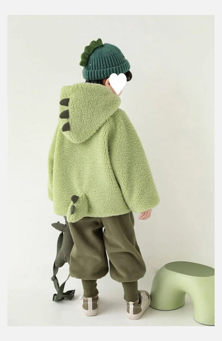Kids Polar Fleece Coats Children Cartoon Dinosaur Outerwear Boy Warm Fleece Jacket Baby Girls Winter Coat for Boy Clothing