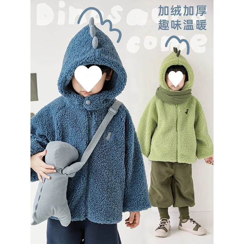 Kids Polar Fleece Coats Children Cartoon Dinosaur Outerwear Boy Warm Fleece Jacket Baby Girls Winter Coat for Boy Clothing