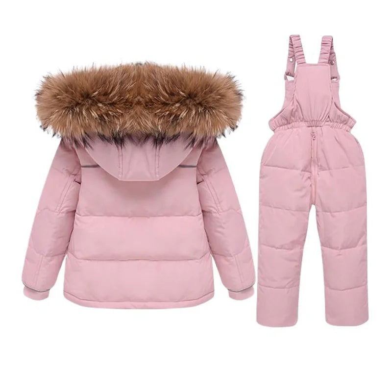 2025 Winter Baby Girl Down Jacket Thick Warm Children Girl Overalls Hooded Girl Jacket Coat Jumpsuit Suit 1-5 Years Kid Snowsuit