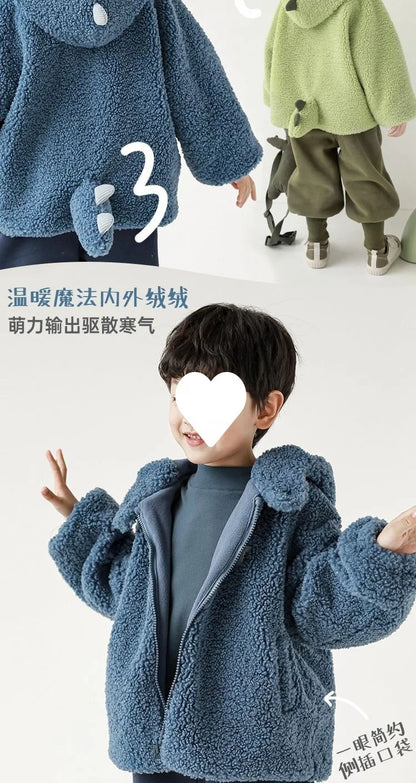 Kids Polar Fleece Coats Children Cartoon Dinosaur Outerwear Boy Warm Fleece Jacket Baby Girls Winter Coat for Boy Clothing