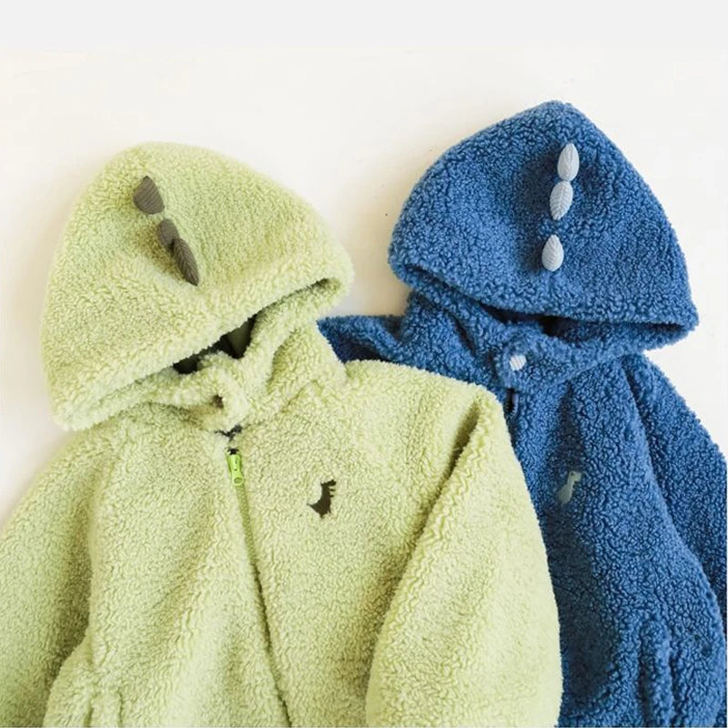 Kids Polar Fleece Coats Children Cartoon Dinosaur Outerwear Boy Warm Fleece Jacket Baby Girls Winter Coat for Boy Clothing