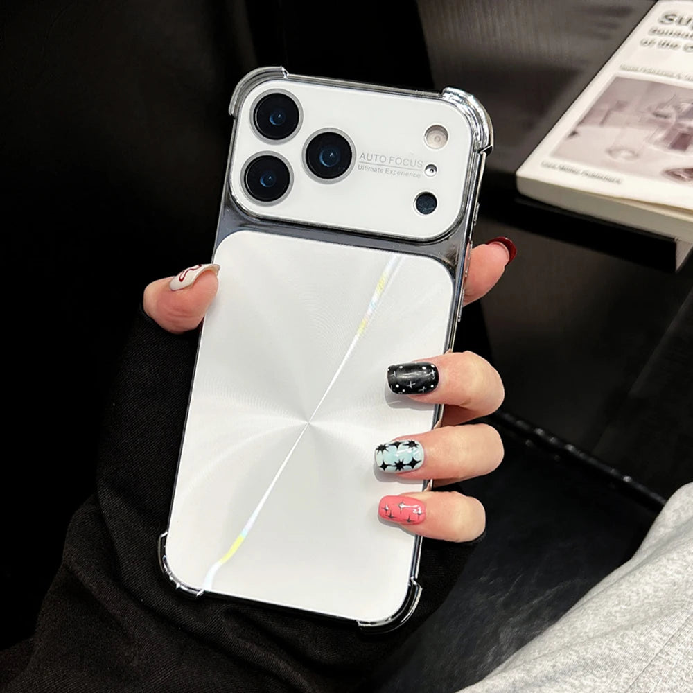 Luxury Plating Armor Glitter Aurora Glossy Phone Case For iPhone 17 16 15 14 13 Pro Max Air Plus Lens Camera Protection Cover