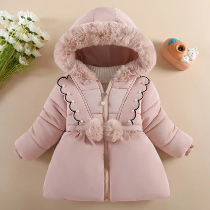2025 Fashion girl Winter Coats Toddler Kids Jacket Snow Clothes Puffer Dress Girl Warm Hoodie 1 2 3 4 years baby girl outwear