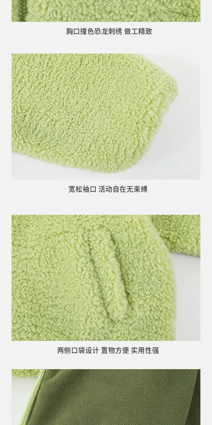 Kids Polar Fleece Coats Children Cartoon Dinosaur Outerwear Boy Warm Fleece Jacket Baby Girls Winter Coat for Boy Clothing