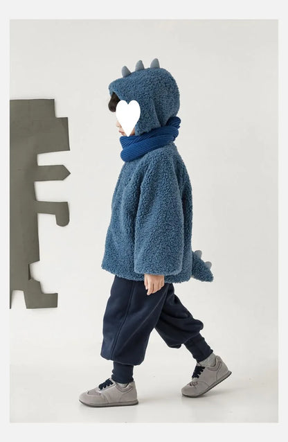 Kids Polar Fleece Coats Children Cartoon Dinosaur Outerwear Boy Warm Fleece Jacket Baby Girls Winter Coat for Boy Clothing