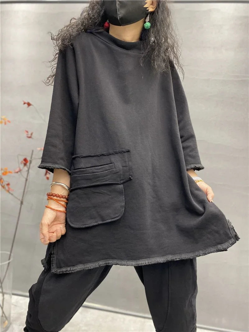 Women Clothing Women's Clothing Sales Plus size Women's Autumn Fashion Temperament Joker Long-sleeved Retro old  Tops