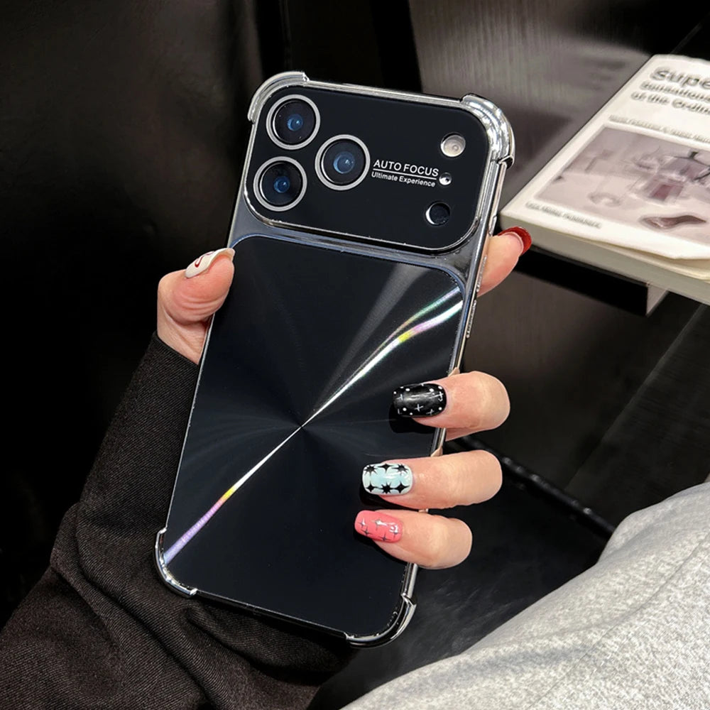 Luxury Plating Armor Glitter Aurora Glossy Phone Case For iPhone 17 16 15 14 13 Pro Max Air Plus Lens Camera Protection Cover