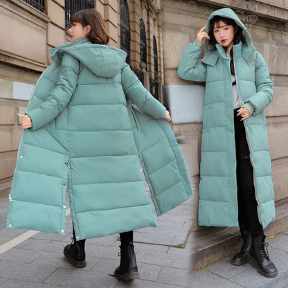 Winter Women Jackets Extra long Parkas Hooded Cotton Padded Female Coat High Quality Warm Outwear Womens Parka Winter Coats